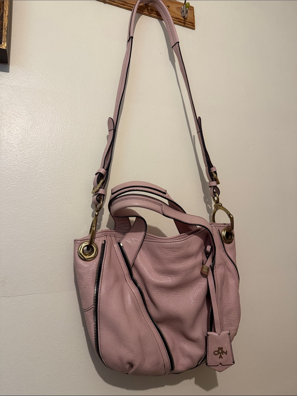 orYANY Pink Leather Convertible Shoulder Bag